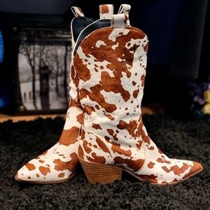 Dingo Live a Little Cowhide Cowboy Cow Boots 6.5